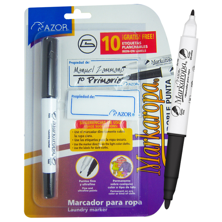 MARCADOR PERMANENTE MARCA ROPA NEGRO AZOR 