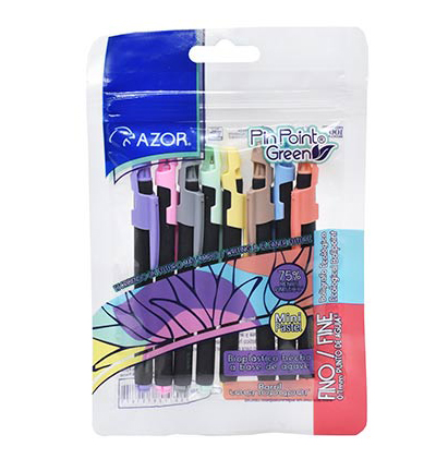 BOLIGRAFO AZOR PIN POINT PUNTA 0.7MM X 8 COLORES PASTEL