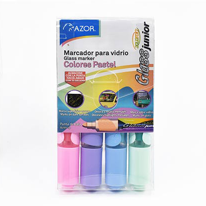 AQUARELO GLASS JR PASTEL CARTERA X 4 SURTIDO